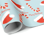 Papier Cadeau Santa Hat et Sucre de canne (Coin rond)
