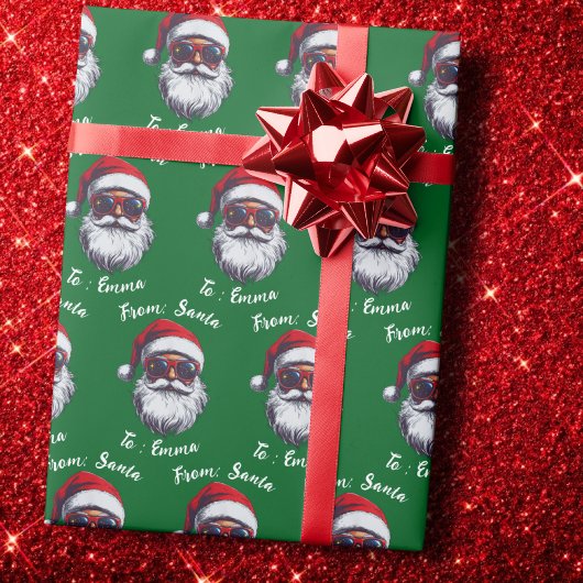Papier Cadeau Santa Hat Gift Wrap, Custom Name Holiday Gift
