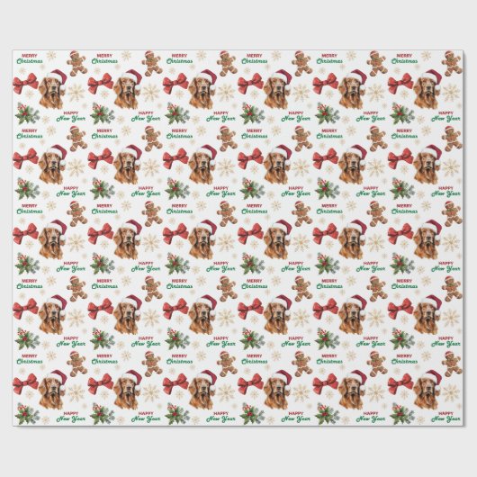 Papier Cadeau Santa Hat Irish Setter Dog Christmas (Plat)