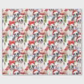 Papier Cadeau Santa Hat Pups Frenchie Cadeau (Plat)