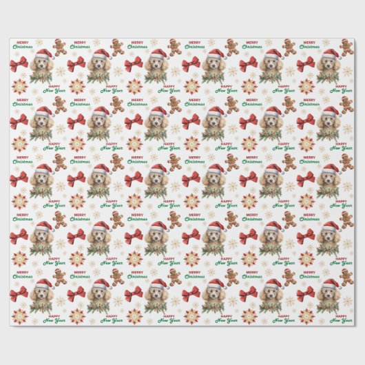 Papier Cadeau Santa Hat Toy Poodle Dog Christmas (Plat)