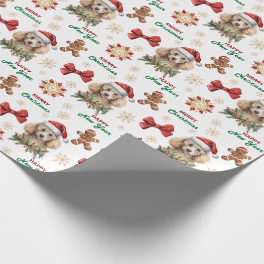 Papier Cadeau Santa Hat Toy Poodle Dog Christmas (Coin)