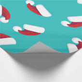 Papier Cadeau Santa Hats Bleu Noël vacances Whimsical (Coin)