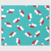 Papier Cadeau Santa Hats Bleu Noël vacances Whimsical (Plat)