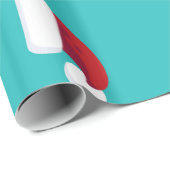 Papier Cadeau Santa Hats Bleu Noël vacances Whimsical (Coin rond)