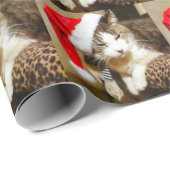 Papier Cadeau Santa Kitty peinturluré (Coin rond)