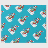 Papier Cadeau Santa Marlin sur sarcelle (Plat)