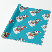 Papier Cadeau Santa Marlin sur sarcelle (Déroulé)