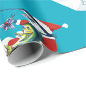 Papier Cadeau Santa Marlin sur sarcelle (Coin rond)