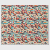 Papier Cadeau Santa on Vacation Christmas Wrapping Paper (Plat)