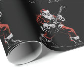 Papier Cadeau Santa Playing Guitar Retro 90s Christmas Rock  (Coin rond)