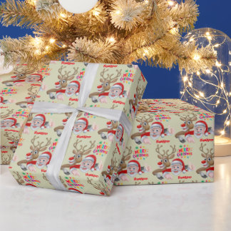 Papier Cadeau Santa & Rudolph Hug Christmas Wrapping Paper