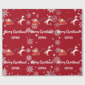 Papier Cadeau Santa Sleigh Unicorn Snowflakes Personalized Xmas (Plat)