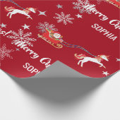 Papier Cadeau Santa Sleigh Unicorn Snowflakes Personalized Xmas (Coin)