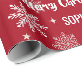 Papier Cadeau Santa Sleigh Unicorn Snowflakes Personalized Xmas (Coin rond)