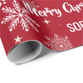 Papier Cadeau Santa Sleigh Unicorn Snowflakes Personalized Xmas (Coin rond)