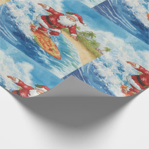 Papier Cadeau Santa surfant les fêtes de Noël