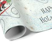 Papier Cadeau Santa's Retro Rotor Sleigh (Coin rond)