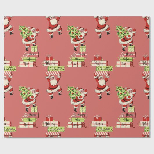 Papier Cadeau Santas Vintage (Plat)