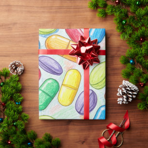 Papier Cadeau Santé et Pharmacie Capsule colorée