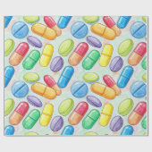 Papier Cadeau Santé et Pharmacie Capsule colorée (Plat)
