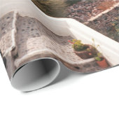 PAPIER CADEAU SANTORINI GRÈCE (Coin rond)