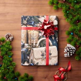 Papier Cadeau Saphir de Minuit Noël Luxe