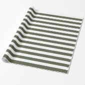 Papier Cadeau Sapin de Chypre Vert/Rayure Blanche (Déroulé)