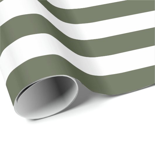 Papier Cadeau Sapin de Chypre Vert/Rayure Blanche (Coin rond)