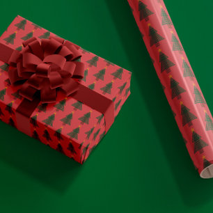 Papier Cadeau Sapin de Noël Art Déco