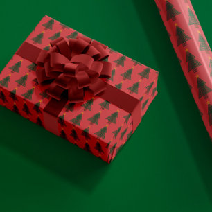 Papier Cadeau Sapin de Noël Art Déco