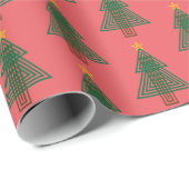 Papier Cadeau Sapin de Noël Art Déco (Coin rond)