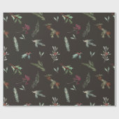 Papier Cadeau Sapin de Noël & Baies Rouges Espresso Brun (Plat)