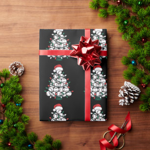 Papier Cadeau Sapin de Noël Baseball Santa Sports