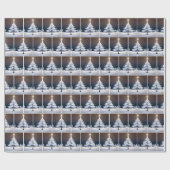 Papier Cadeau Sapin de Noël blanc et étoile (Plat)