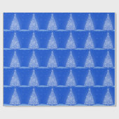 Papier Cadeau Sapin de Noël Bleu Blanc Étoiles Lumière Nocturne (Plat)