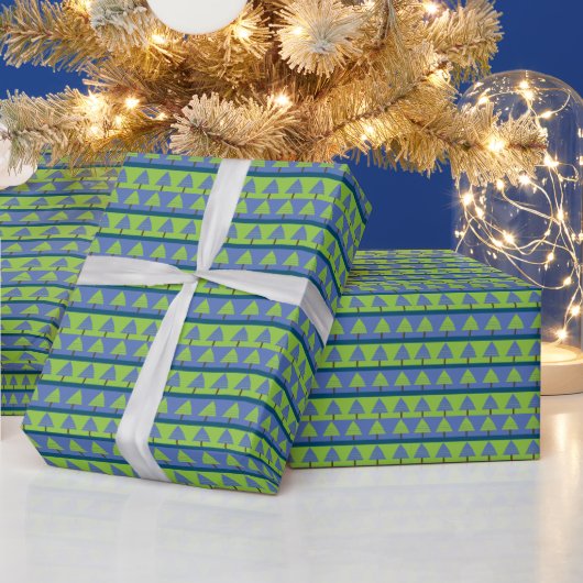 Papier Cadeau Sapin de Noël bleu vert (Vacances)