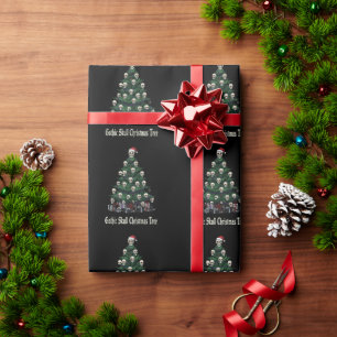 Papier Cadeau Sapin de Noël Crâne Gothique   Alternative Effraya