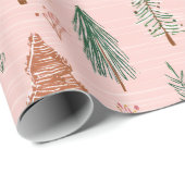 Papier Cadeau Sapin de Noël Dessiné à la Main de Manière Fantais (Coin rond)