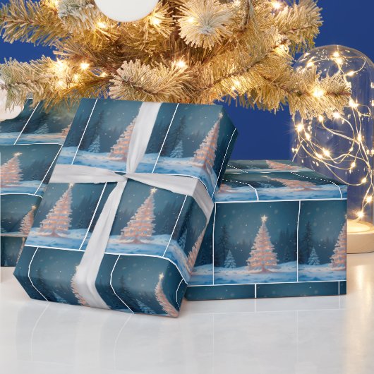 Papier Cadeau Sapin de Noël d'hiver avec une étoile (Vacances)