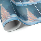 Papier Cadeau Sapin de Noël d'hiver avec une étoile (Coin rond)