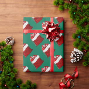 Papier Cadeau Sapin de Noël élégant Vert Rouge Blanc Cadeau de N