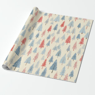 Papier Cadeau Sapin de Noël en bois scandinave motif