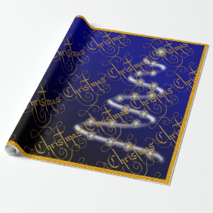 Papier Cadeau Sapin de Noël et Étoiles -