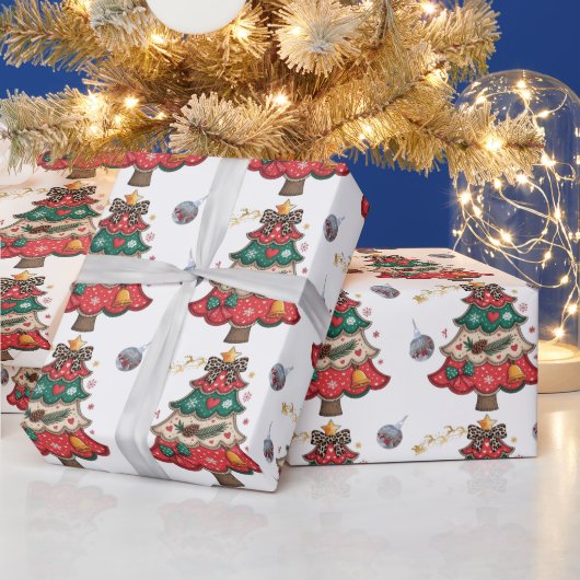 Papier Cadeau Sapin de Noël Moderne Coloré (Vacances)