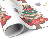 Papier Cadeau Sapin de Noël Moderne Coloré (Coin rond)