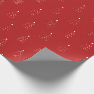 Papier Cadeau Sapin de Noël Rouge Minimaliste Moderne