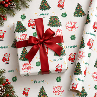 Papier Cadeau Sapin de Noël Santa Joyeux Noël Ho Ho Ho
