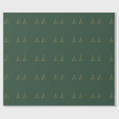 Papier Cadeau Sapin de Noël vert pin doré (Plat)