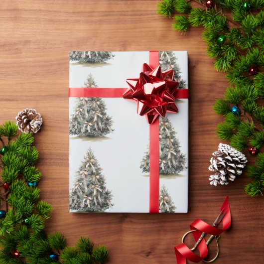 Papier Cadeau Sapins de Noël bleus (Cadeau de vacances)